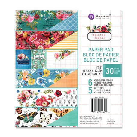Papírkészlet 6" (15 cm), Painted Floral / Prima Marketing Paper Pad (30 lap)