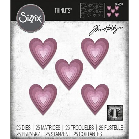 SIZZIX vágósablon, Stacked Tiles Hearts Tim Holtz/ Sizzix Thinlits Die Set (1 csomag)