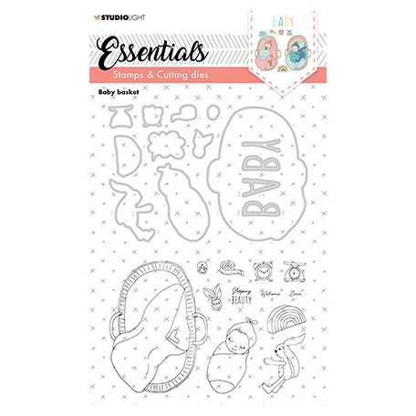 Szilikonbélyegző, vágósablonnal , Baby basket Essentials nr.20 / SL Stamp & Cutting Die (1 csomag)