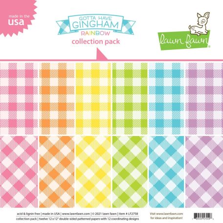Papírkészlet 12" (30 cm), Have Gingham Rainbow / Lawn Fawn Double-Sided Collection Pack (1 csomag)
