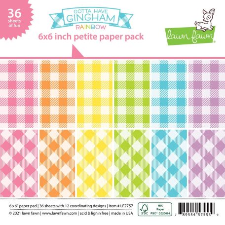 Papírkészlet 6" (15 cm), Have Gingham Rainbow / Lawn Fawn Single-Sided Petite Paper Pack (36 lap)