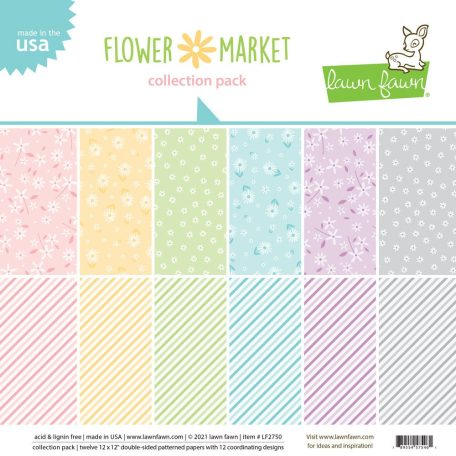 Papírkészlet 12" (30 cm), Flower Market / Lawn Fawn Double-Sided Collection Pack (1 csomag)