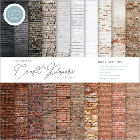 Papírkészlet 6", Brick Textures Paper Pad / Craft Consortium Essential (40 lap)