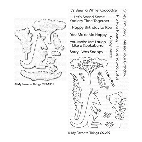 MFT Vágósablon + bélyegző Aussie Animals Clear Stamps + Die-namics Set (1 csomag)