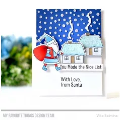   Vágósablon, bélyegzővel , Here Comes Santa / MFT Clear Stamps + Die-namics Set (1 csomag)