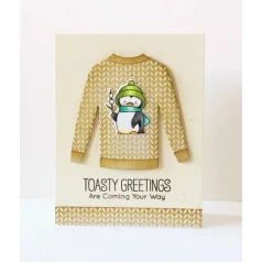   Vágósablon, bélyegzővel , Toasty Greetings / MFT Clear Stamps + Die-namics Set (1 csomag)