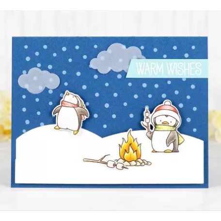 Vágósablon, bélyegzővel , Toasty Greetings / MFT Clear Stamps + Die-namics Set (1 csomag)