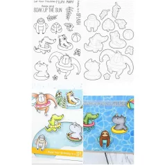   Vágósablon, bélyegzővel , Sunshine & Friendship / MFT Clear Stamps + Die-namics Set (1 csomag)