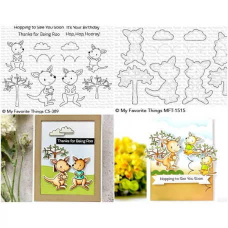 MFT Vágósablon + bélyegző Kangaroo Crew Clear Stamps + Die-namics Set (1 csomag)