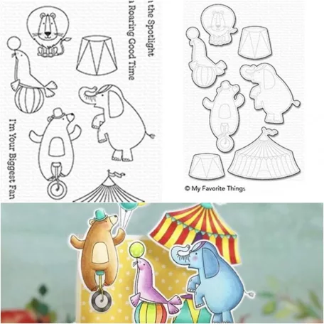 Vágósablon, bélyegzővel , The Greatest Show / MFT Clear Stamps + Die-namics Set (1 csomag)