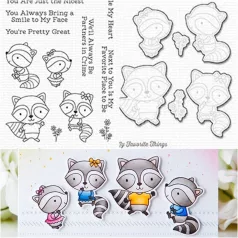   MFT Vágósablon + bélyegző Raving Raccoons Clear Stamps + Die-namics Set (1 csomag)