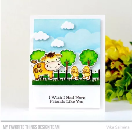 Vágósablon, bélyegzővel , Animal Farm / MFT Clear Stamps + Die-namics Set (1 csomag)