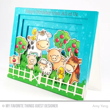 Vágósablon, bélyegzővel , Animal Farm / MFT Clear Stamps + Die-namics Set (1 csomag)