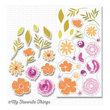 Szilikonbélyegző Brushstroke Blooms / MFT Clear Stamps (1 csomag)