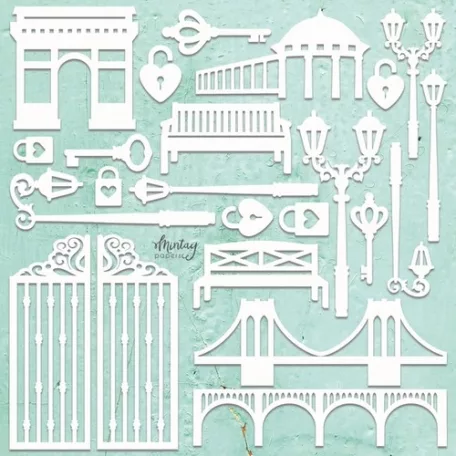 Chipboard 12x12, Decor - City Set  / Mintay Chippies (1 ív)