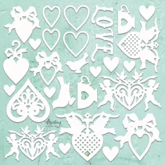 Chipboard 12x12, Decor - Love Set  / Mintay Chippies (1 ív)