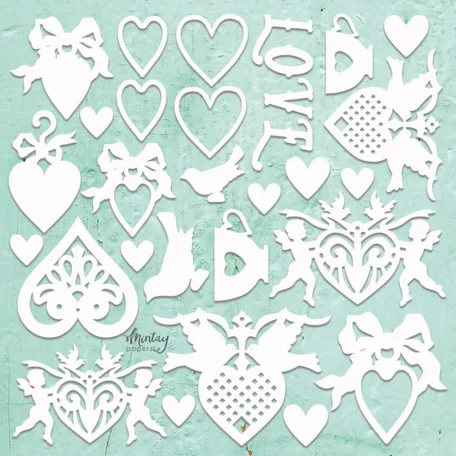 Chipboard 12x12, Decor - Love Set  / Mintay Chippies (1 ív)