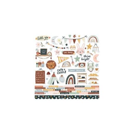Matrica 12" (30 cm), Cardstock Stickers / Simple Stories Boho Baby (1 ív)