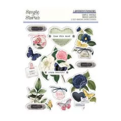   Matrica , Layered Stickers / Simple Stories Vintage Indigo Garden (1 ív)