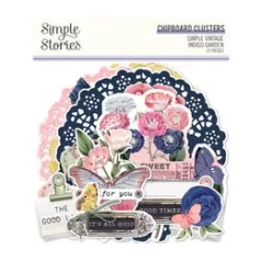   Chipboard , Chipboard Cluster / Simple Stories Vintage Indigo Garden (1 csomag)