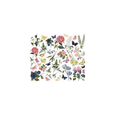 Kivágatok , Floral Bits & Pieces / Simple Stories Vintage Indigo Garden (1 csomag)