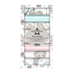   Papírkészlet 10x21 cm, Baby Elephant / Simple and Basic Slim Paper Pack (24 ív)
