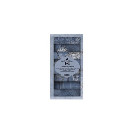 Papírkészlet 10x21 cm, Steampunk Denim / Simple and Basic Slim Paper Pack (24 ív)