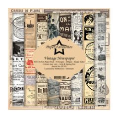   Papírkészlet 12" (30 cm), Vintage Newspaper / Simple and Basic Paper Pack (8 ív)