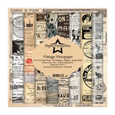   Papírkészlet 6" (15 cm), Vintage Newspaper / Simple and Basic Paper Pack (24 ív)