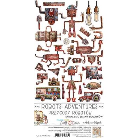Kivágóív , Robots Adventures Extras to cut mirror print/ Craft O'Clock Mixed Media (1 csomag)