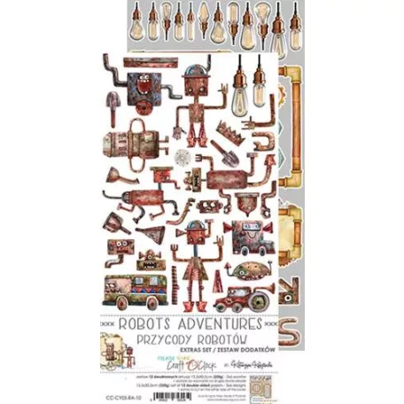 Kivágóív , Robots Adventures Extras to cut mirror print/ Craft O'Clock Mixed Media (1 csomag)