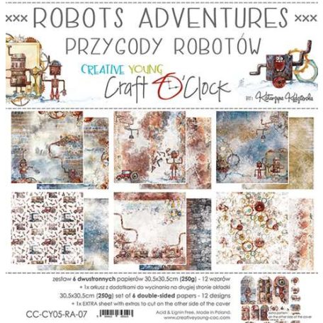 Papírkészlet 12" (30 cm), Robots Adventures / Craft O'Clock Paper Collection Set (1 csomag)