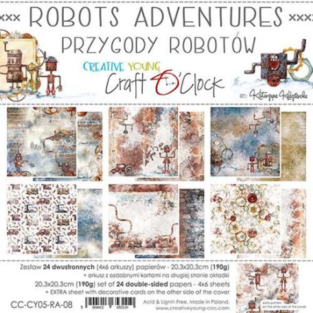 Papírkészlet 8" (20 cm), Robots Adventures / Craft O'Clock Paper Collection Set (1 csomag)