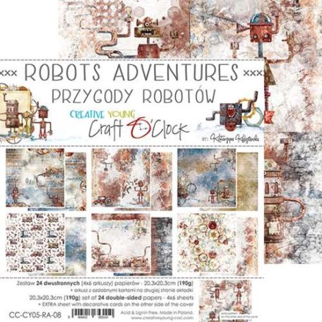 Papírkészlet 8" (20 cm), Robots Adventures / Craft O'Clock Paper Collection Set (1 csomag)