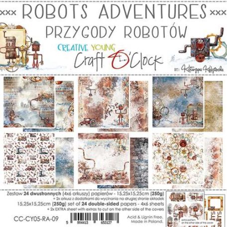 Papírkészlet 6" (15 cm), Robots Adventures / Craft O'Clock Paper Collection Set (24 lap)