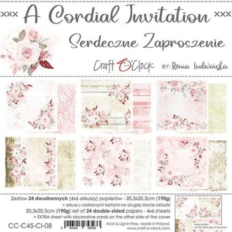 Papírkészlet 8" (20 cm), A Cordial Invitation / Craft O'Clock Paper Collection Set (1 csomag)