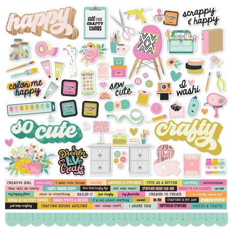 Matrica 12" (30 cm), Cardstock Stickers / Simple Stories Let's Get Crafty (1 ív)