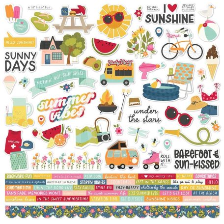 Matrica 12" (30 cm), Cardstock Stickers / Simple Stories Summer Lovin' (1 ív)