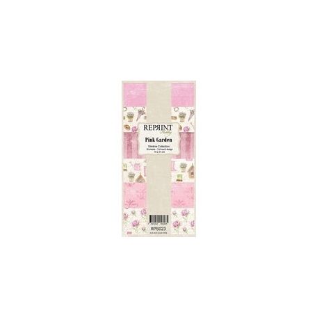 Papírkészlet 10x21 cm, Pink Garden / Reprint Slimline Paper Pack (18 ív)