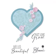   SIZZIX vágósablon bélyegzővel - Blooming Heart - Sizzix Framelits Die Set (1 csomag)