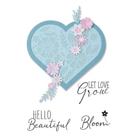 SIZZIX vágósablon bélyegzővel - Blooming Heart - Sizzix Framelits Die Set (1 csomag)
