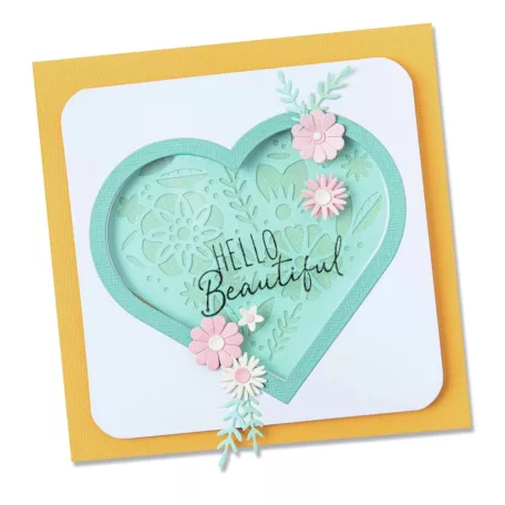 SIZZIX vágósablon bélyegzővel - Blooming Heart - Sizzix Framelits Die Set (1 csomag)