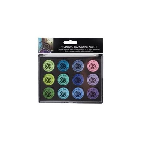 Akvarellfesték készlet 12 szín, Set 5 Greens & Purples / Cosmic Shimmer Iridescent Watercolour Palette (1 db)