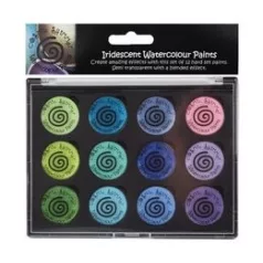  Akvarellfesték készlet 12 szín, Set 5 Greens & Purples / Cosmic Shimmer Iridescent Watercolour Palette (1 db)