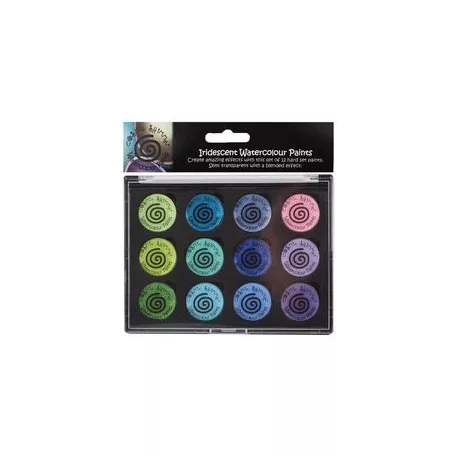 Akvarellfesték készlet 12 szín, Set 5 Greens & Purples / Cosmic Shimmer Iridescent Watercolour Palette (1 db)