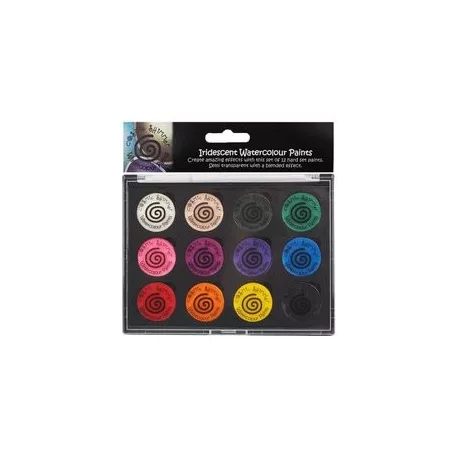 Akvarellfesték készlet 12 szín, Set 2 Carnival Brights / Cosmic Shimmer Iridescent Watercolour Palette (1 db)