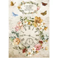   Rizspapír A4, Garden of Promises - óra / Stamperia Rice Paper (1 ív)