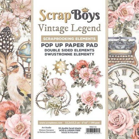 Kivágóív készlet 6" (15 cm), Vintage Legend / ScrapBoys Paper Pad (24 lap)