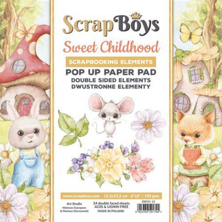 Kivágóív készlet 6" (15 cm), Sweet Childhood / ScrapBoys Paper Pad (24 lap)