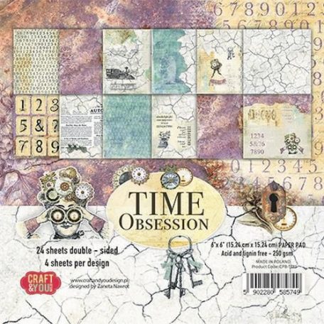 Papírkészlet 6" (15 cm), Time Obsessio / Craft&You Paper Set (24 lap)